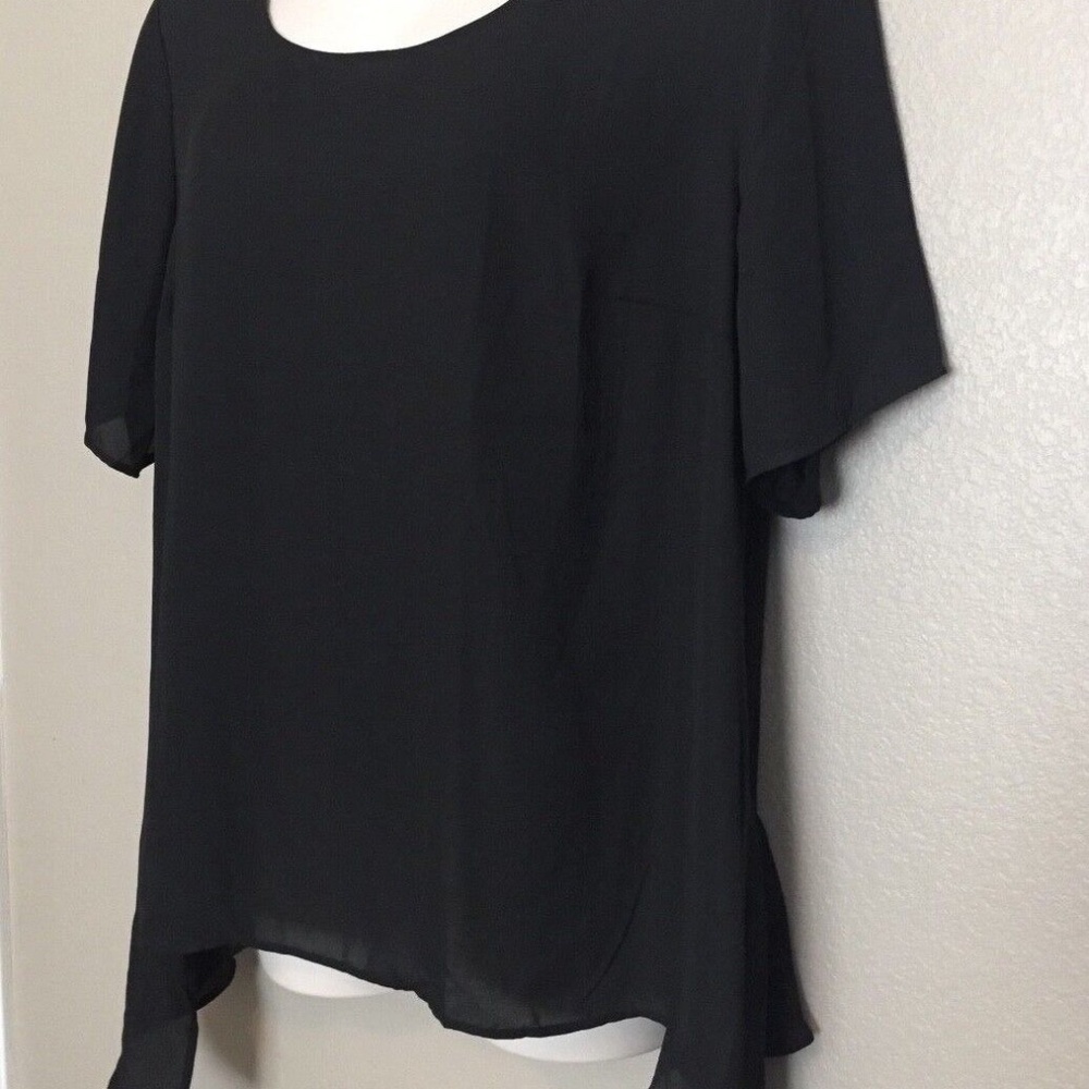 (NWT) NY Collection Women's Black Handkerchief Hem Peplum Top Plus Size 3X